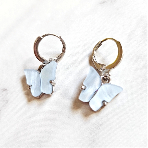 Silver Butterfly Huggies Earrings - Picture 1 of 3
